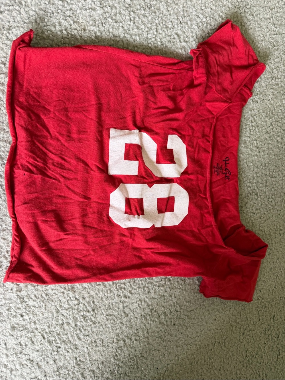 PacSun Red Off-Shoulder Tee with White '28' Print